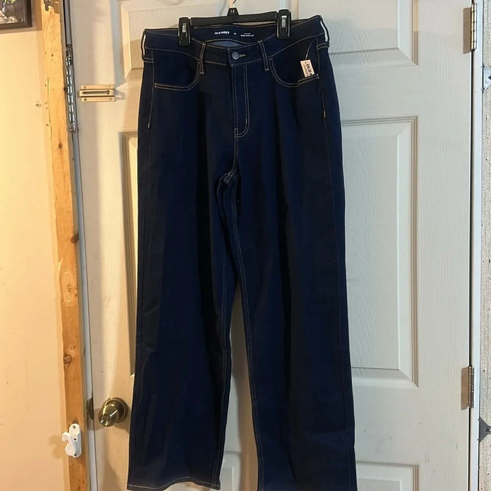 OLD NAVY HIGH RISE WOW WIDE LEG JEANS: DARK BLUE: NEW WITH TAGS: SIZE 14
